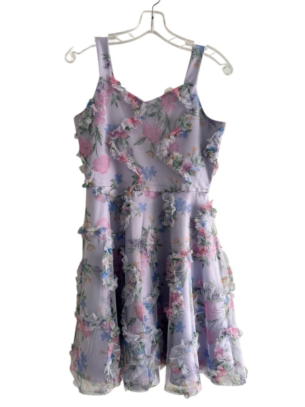 Rare Editions Lavender Floral Ruffle Sundress